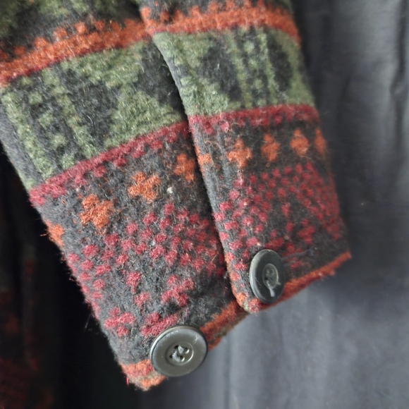 WoolRich Tribal Print wool and leather Jacket Size XL Unisex VINTAGE - Picture 6 of 10